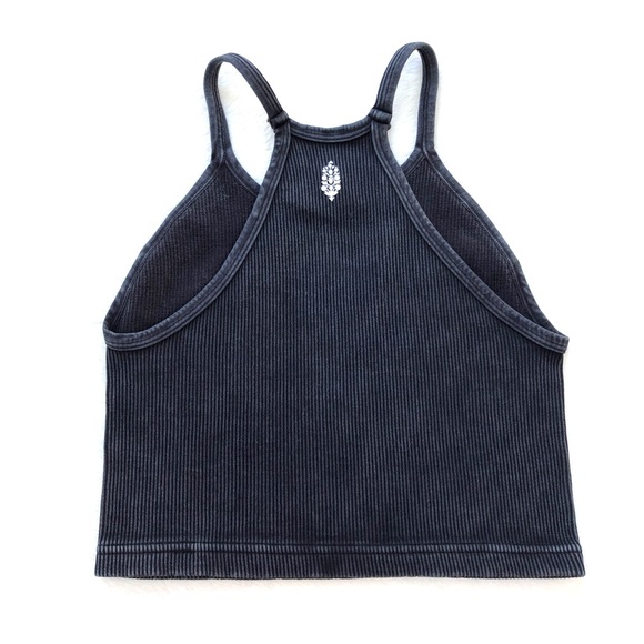 Free People Tops - Free People Happiness Runs Washed Black Ribbed Crop Top M/L
